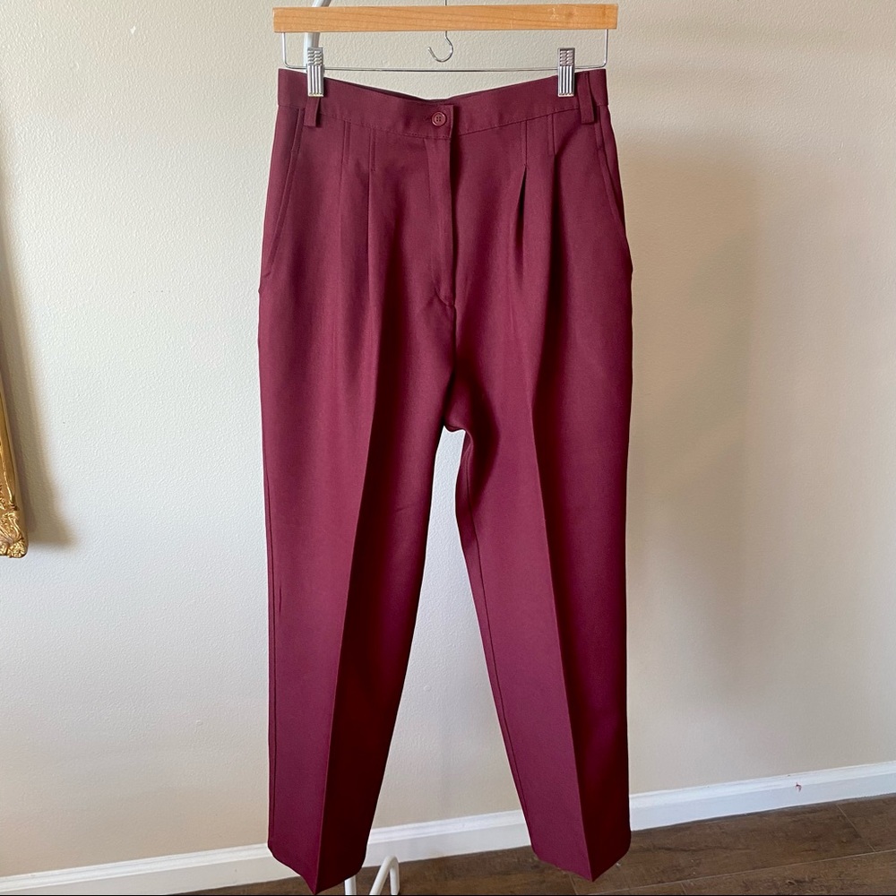 Vintage Burgundy Maroon High Waisted Polyester Pants 29”